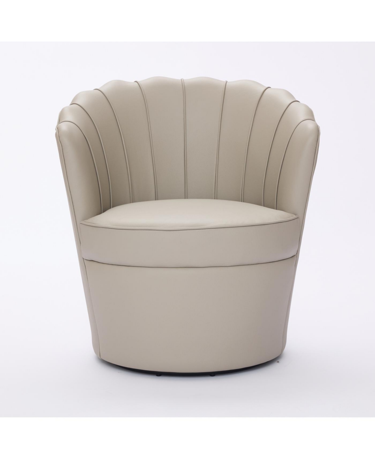 Streamdale Furniture Cream Petal Swivel Chair - 360 Spin, Genuine Leather Wing-Back Desk Chair