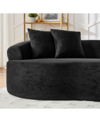 Streamdale Modern Cloud 4-Seater Curved Sectional Sofa, Minimalist Black Chenille Couch