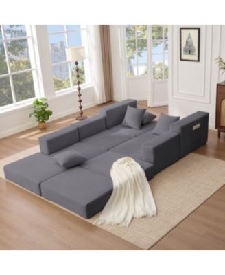 10-in-1 Convertible Sofa Sectional, Corduroy L-Shaped Modular Couch