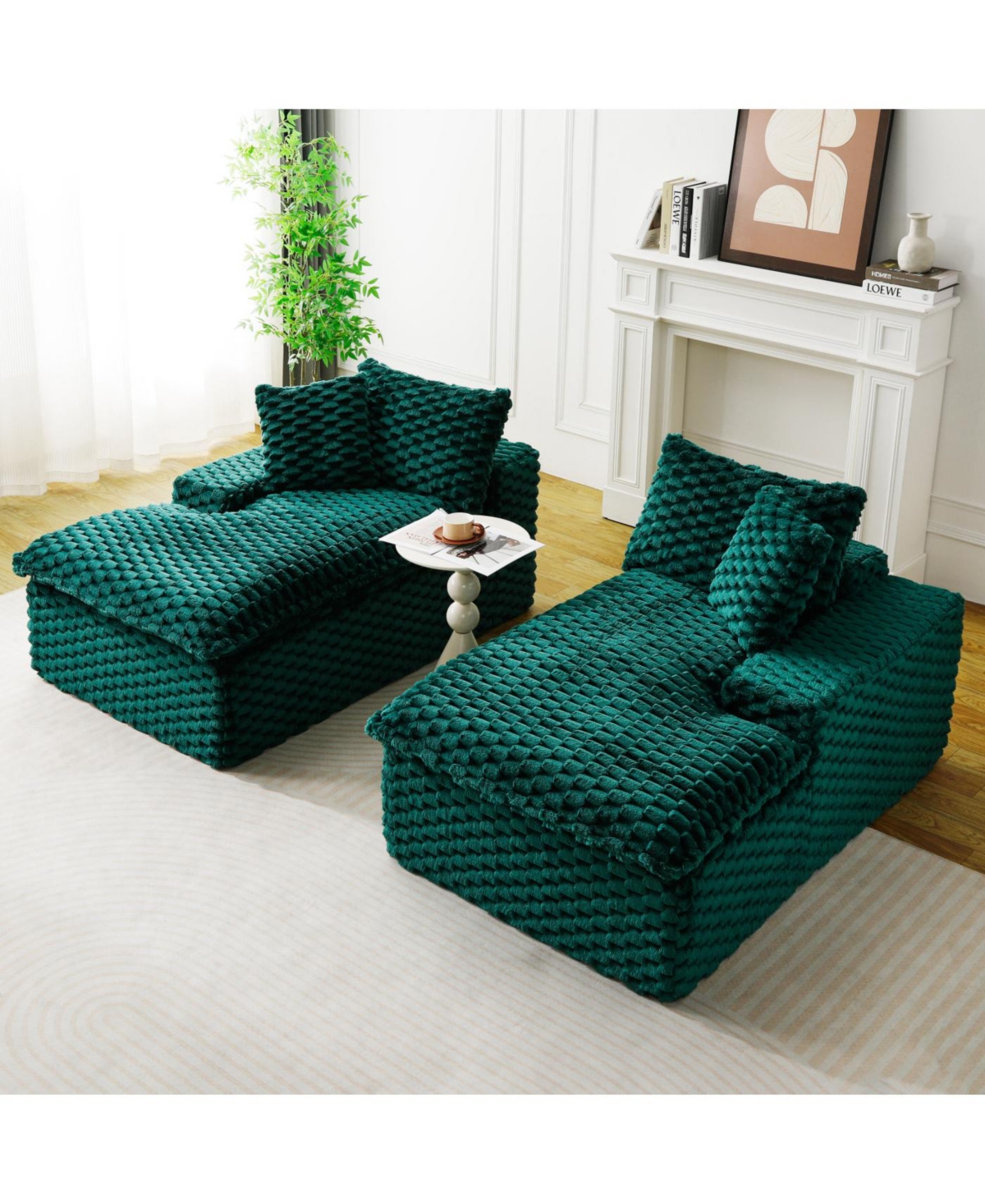 Streamdale Furniture Green Turtle Velvet Double Chaise Lounge Sofa