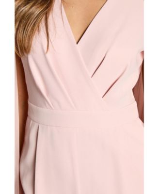 Women's V Neck Pleated Long Sleeve Jumpsuit