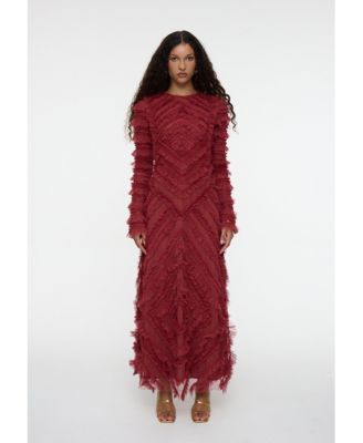 Women's Modest Embellished Sequin Beaded Dress Maxi in Blush