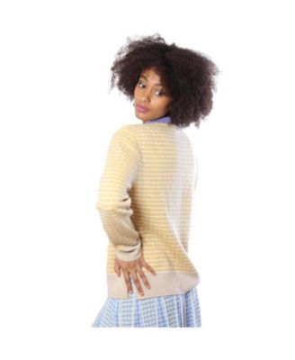 Bellemere Women's New York Merino Tweed Pullover With Pearl Polo Collar Sweater