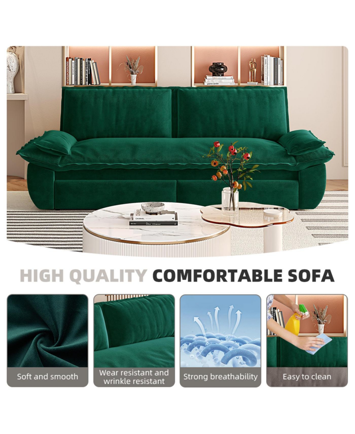 Streamdale Furniture Streamdale 73.2" Queen Pull Out Sofa Bed, 3-in-1 Convertible Sleeper Sofa,