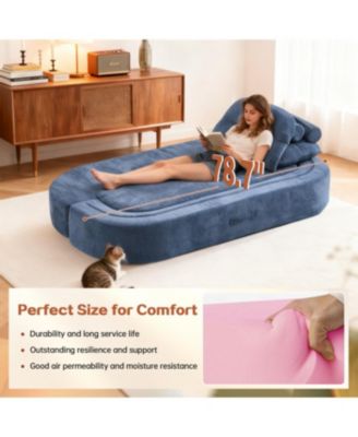 Streamdale Modern Floor Sofa with 2 Pillows, Convertible Corduroy Sleeper Sofa Bed