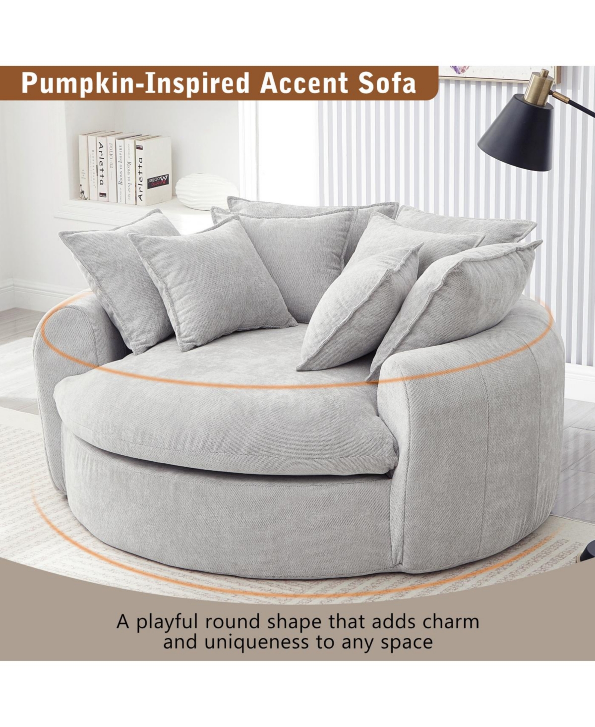 Streamdale Furniture Full-Compressed Round Chaise Sofa, Black