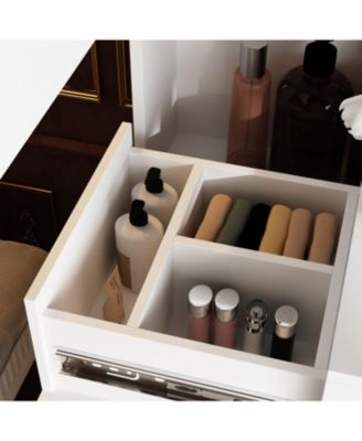 LED Dressing Table with full body mirror | Sliding cover hidden compartment+three drawer large capacity | Versatile in bedroom/dressing room