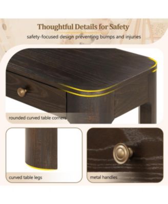 Streamdale Rustic Console Table with Curved Corners, 3 Drawers