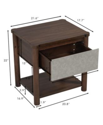 Streamdale Wood Nightstand, Modern Bedside Table with Drawer (Set of 2