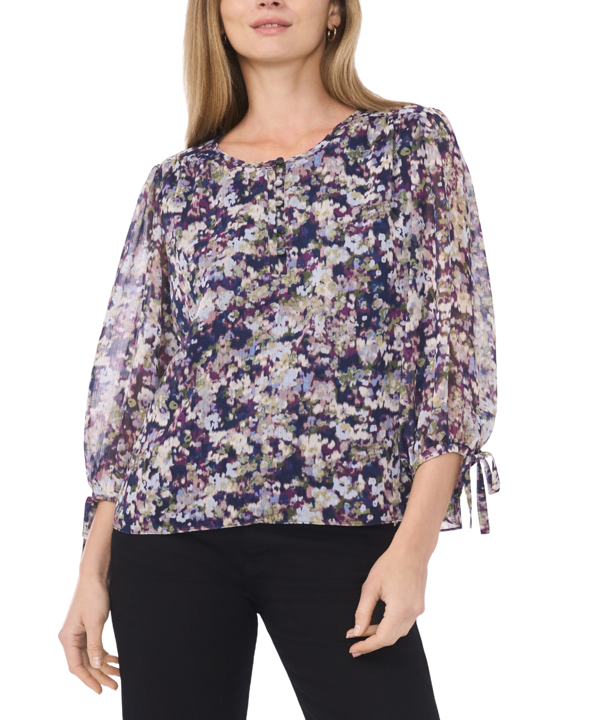 Sam & Jess Women's Crewneck Tie-Sleeve Top