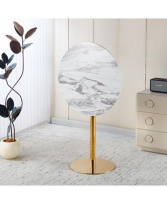 Modern Gold Bar Table Set with 2 Adjustable Stools, Round Marble Pub Table