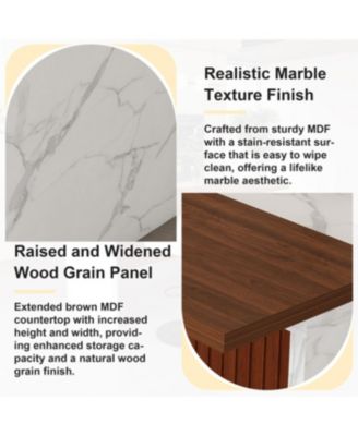 Black Marble Kitchen Island with LED Lighting & Grille Details