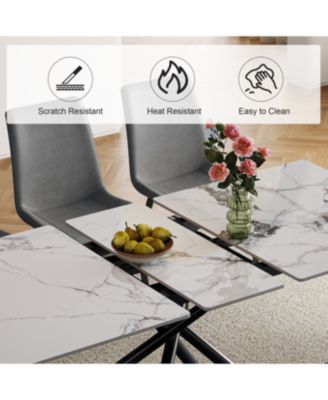 35" Round Black Glass Mid-Century Modern Dining Table