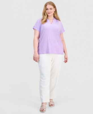 Plus Size Short-Sleeve V-Neck Knit Top