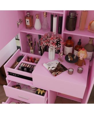 LED Dressing Table with full body mirror | Sliding cover hidden compartment+three drawer large capacity | Versatile in bedroom/dressing room