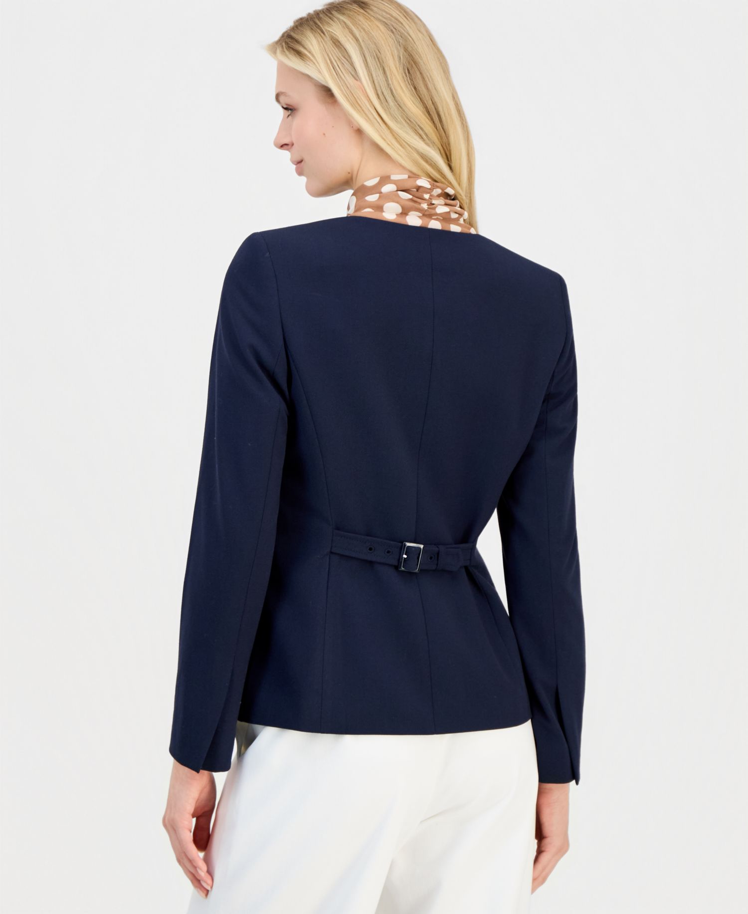 Women's Collarless Button-Front Blazer