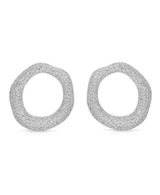 Open Circle Pav&egrave; Earrings