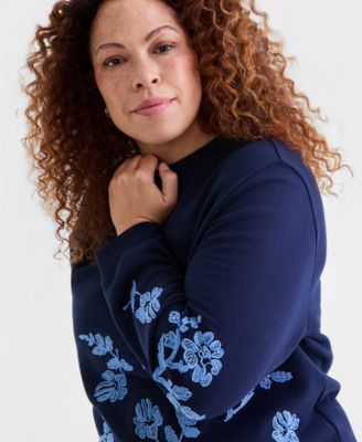 Plus Size Floral Embroidered Sweatshirt, Macy's Exclusive