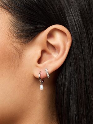 Pearl Huggie Hoops - Ashley