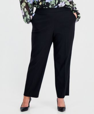 Plus Size High-Rise Straight Pull-On Pants
