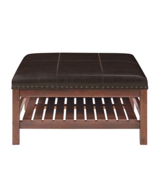 32" Rubberwood Silverton Coffee Table Cocktail Ottoman