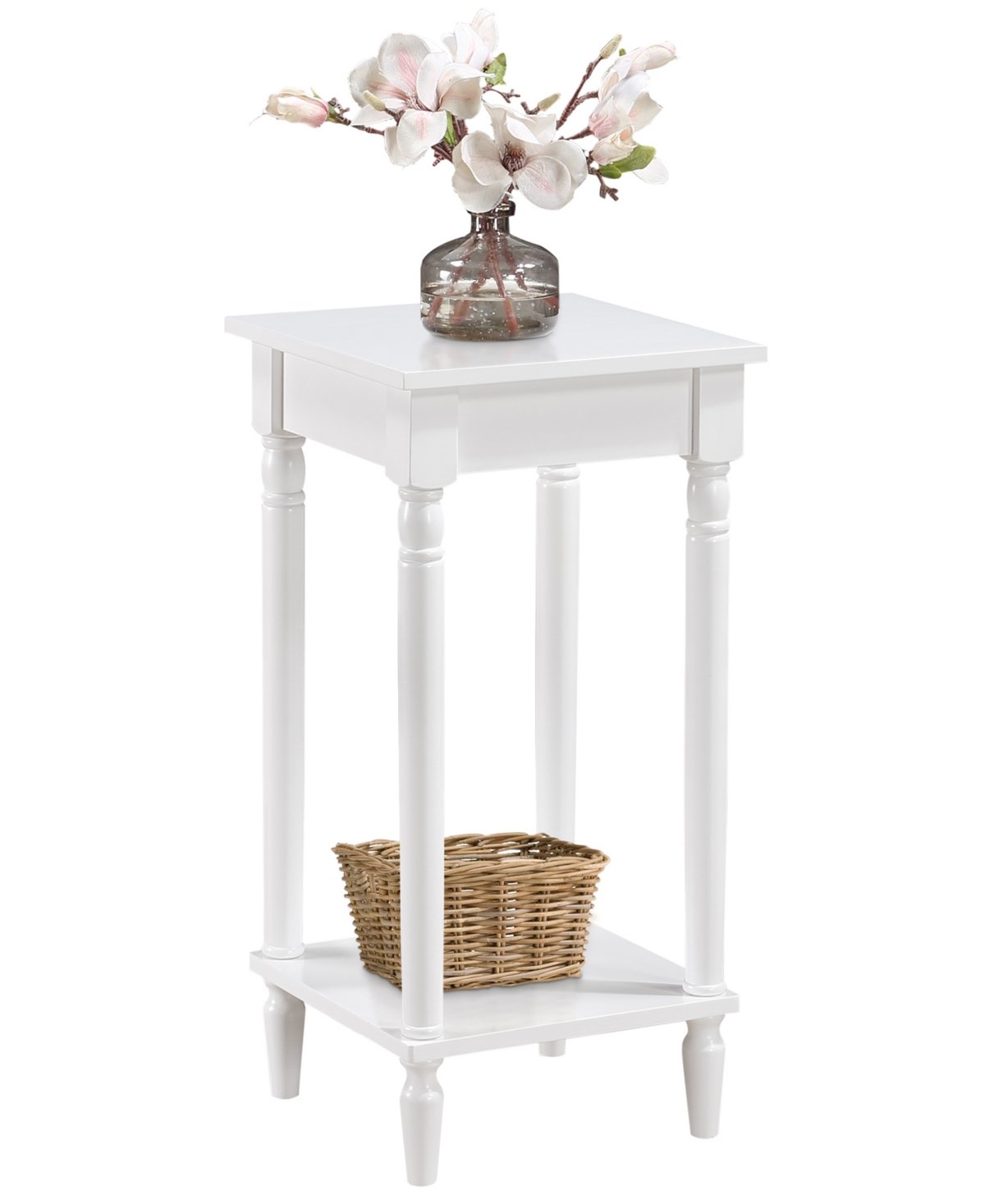 Convenience Concepts 14" French Rubberwood Traditional End Table In White