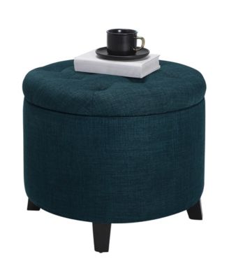 17" Plywood Round Storage Ottoman