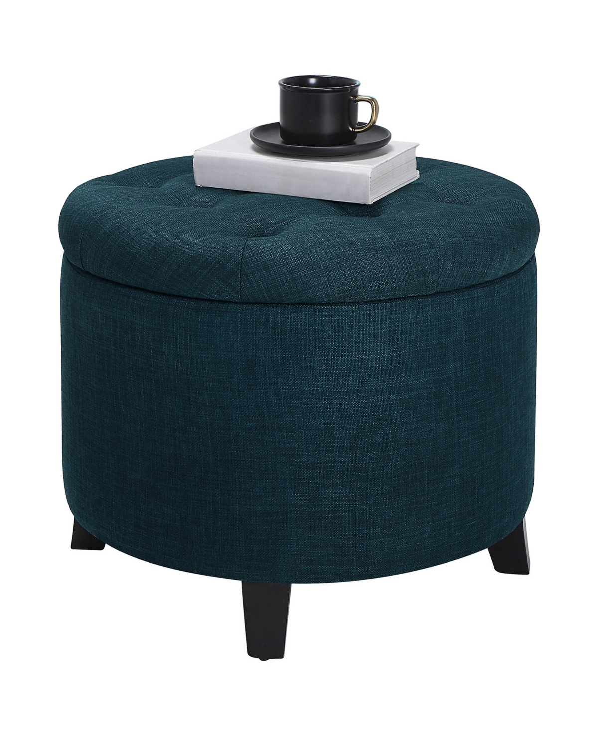 Convenience Concepts 17" Plywood Round Storage Ottoman
