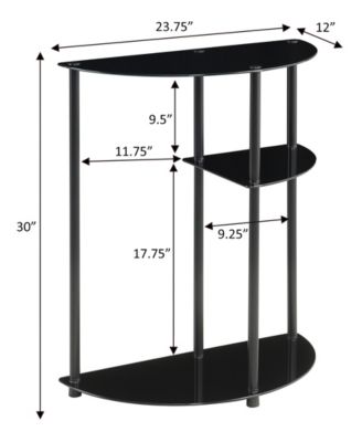12" Glass Classic Entryway Hall Table