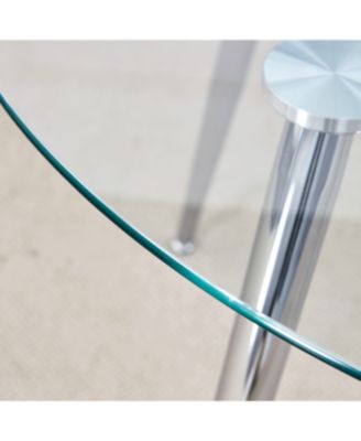  Glass Dining Table Set with 4 Black PU Chairs