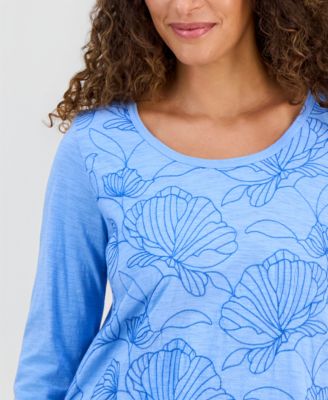 Petite Embroidered-Front Top, Macy's Exclusive