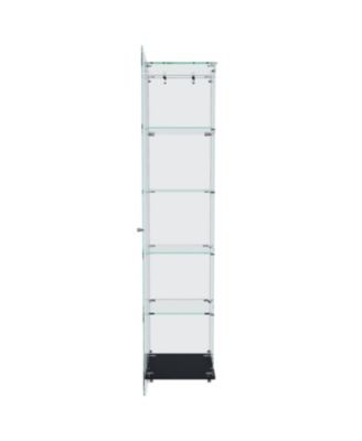  Premium 5-Tier Glass Display Case with 5 LED Modes, Single Door Bookshelf