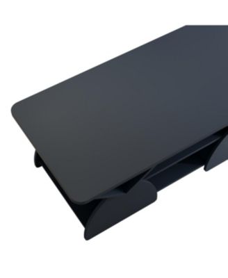 Engineered Wood Rounded Corner Rectangular Coffee Table with Shelves