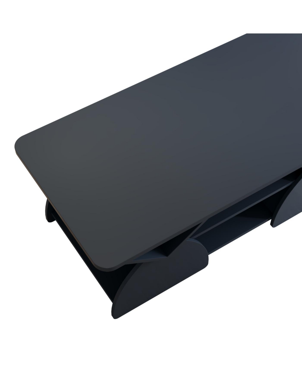 Streamdale Furniture Engineered Wood Rounded Corner Rectangular Coffee Table with Shelves