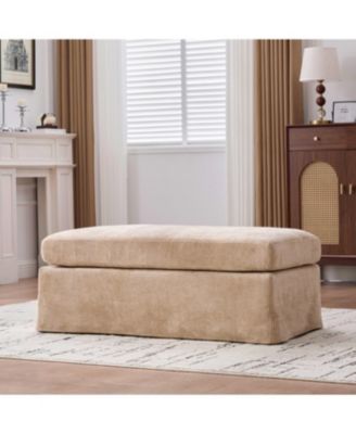 Modern Chenille Ottoman with Black Metal Legs