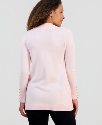 Petite Open-Front Button-Cuff Cardigan Sweater