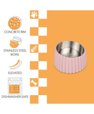 Ripple Ridge Small/Medium Slanted Concrete and Stainless Steel Bowl 16oz (2 Cups) Pet Feeder