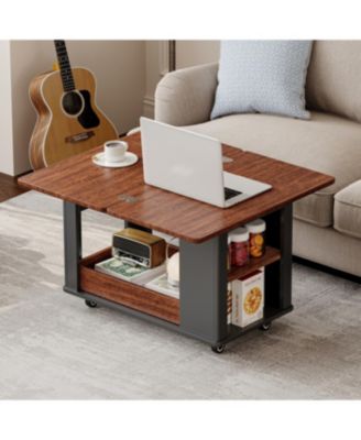 Modern Multi-Function Coffee Side Table with Foldable