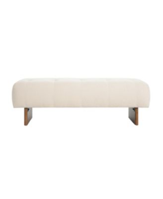 Streamdale Rectangular Tufted Linen Ottoman Bench with Solid Wood Legs, Beige