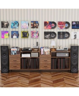  Record Player Stand with Adjustable Shelves & Speaker Shelf