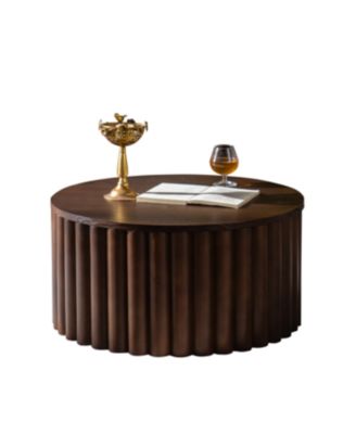 Round Lift-Top Coffee Table, Handcrafted Wooden Tea Table