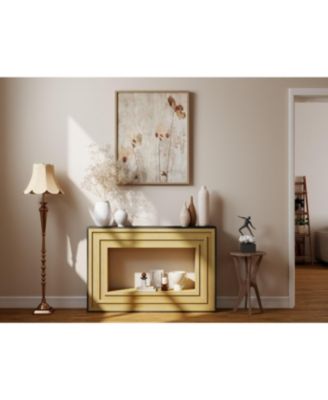 Modern Contrast Console Table with Layered Wood Frame and Top