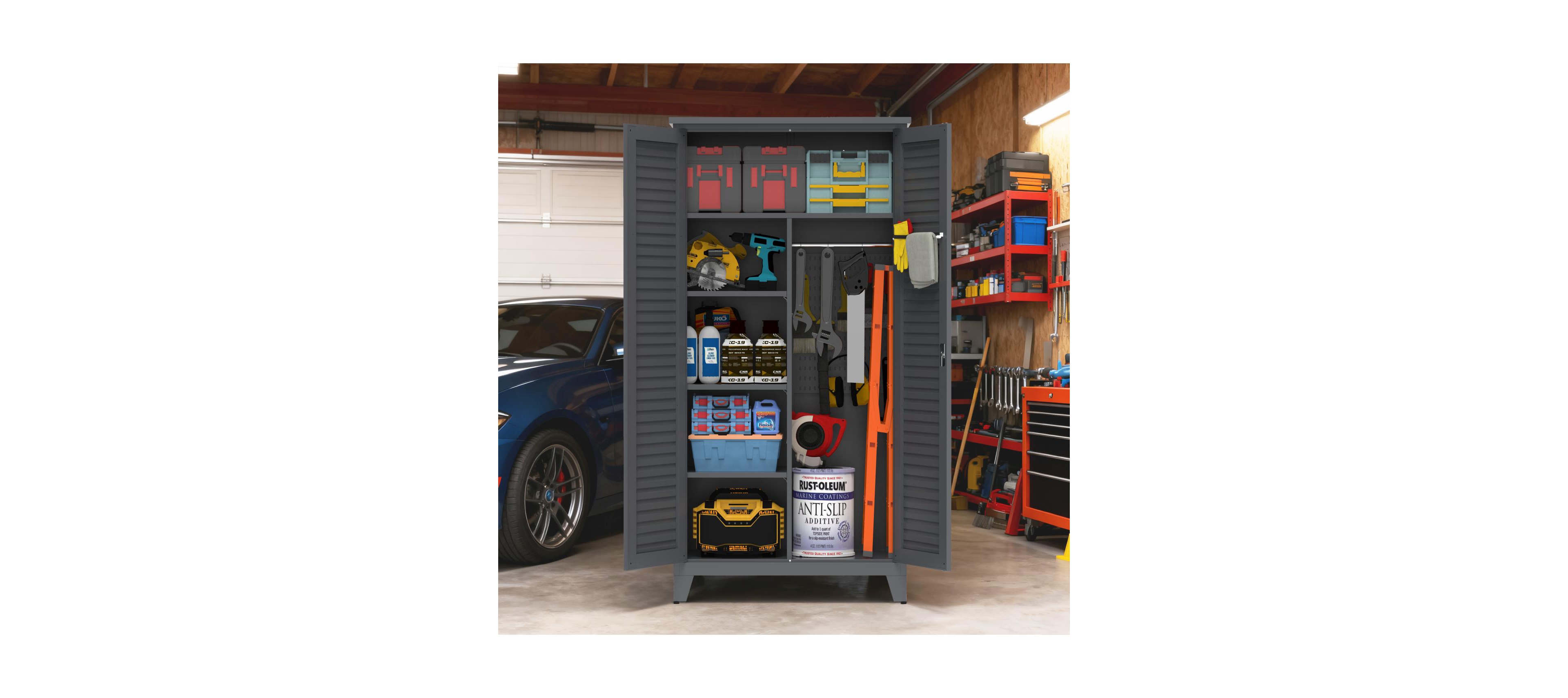 Streamdale Furniture 73" Tall Metal Tool Storage Cabinet with Ample Storage for Garage, Warehouse, Garden, Office, Bath