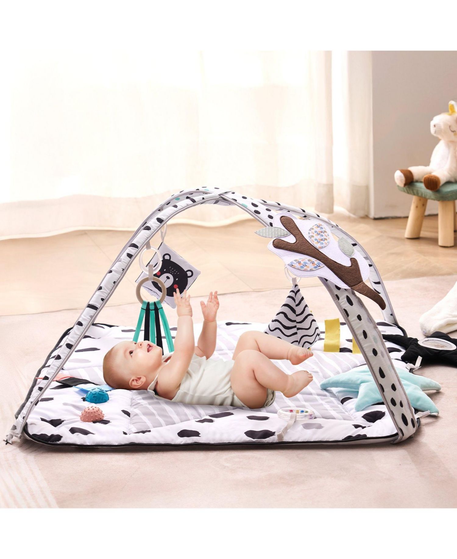 Infant Foldable Washable Play Gym Mat with 6 Detachable Toys