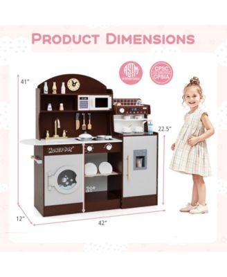 Kids Kitchen Set Wooden with Coffee Makers and Accessories