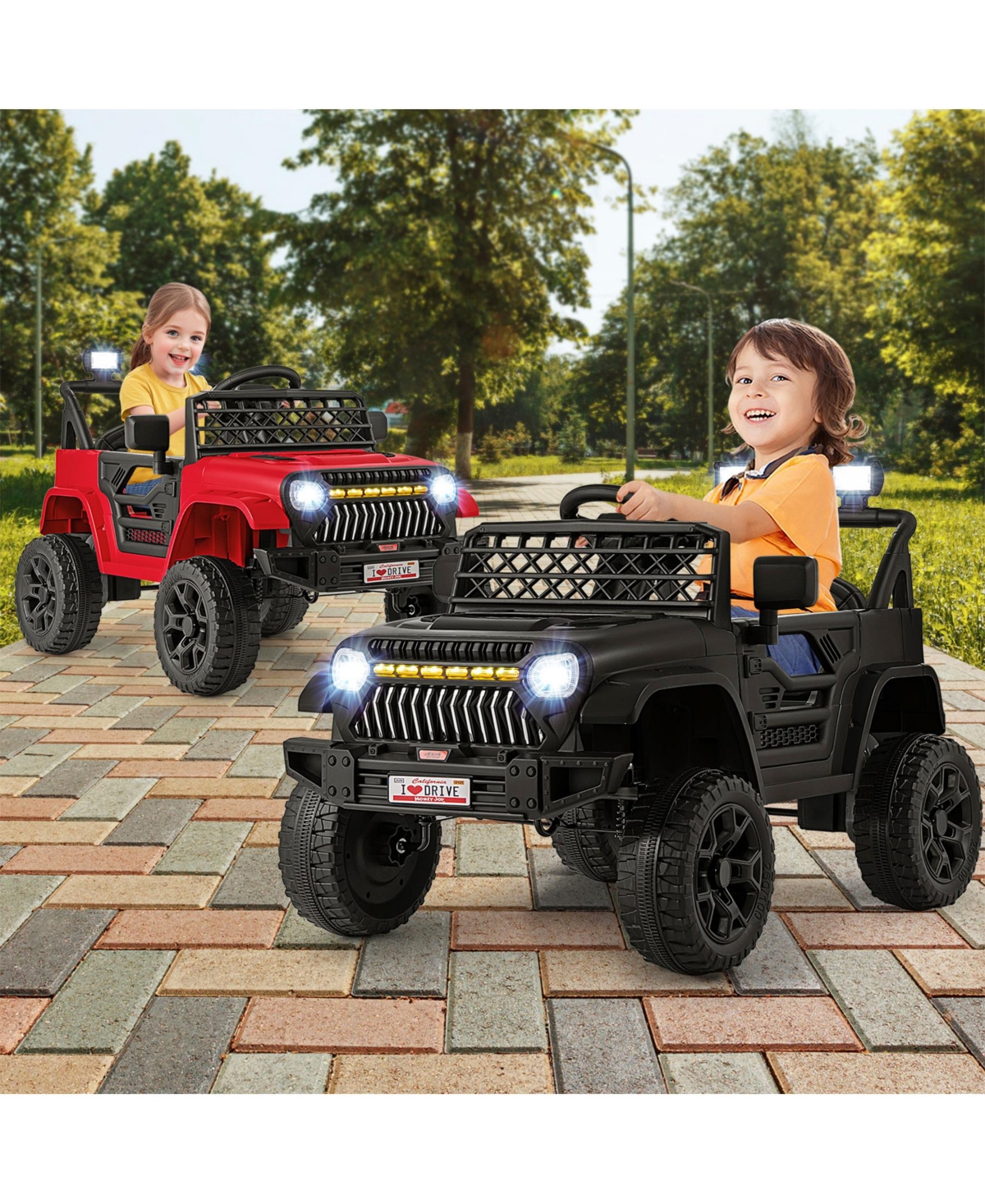 Sugift 12V Kids Ride on Truck Car with Parental Remote and Music Player-Black