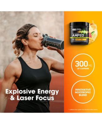 Pre-Workout Amped Powder, Citrus Mango, High Stim, Sugar-Free, Caffeine, 20 Servings
