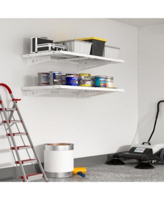 BR24-E 24&iquest; Deep × 48&iquest; Wide Heavy-Duty Wall Shelf with Brackets (White) 2-Pack