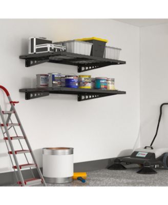 BR24B-E 24 Deep × 48 Wide Heavy-Duty Wall Shelf with Brackets (Black) 2-Pack