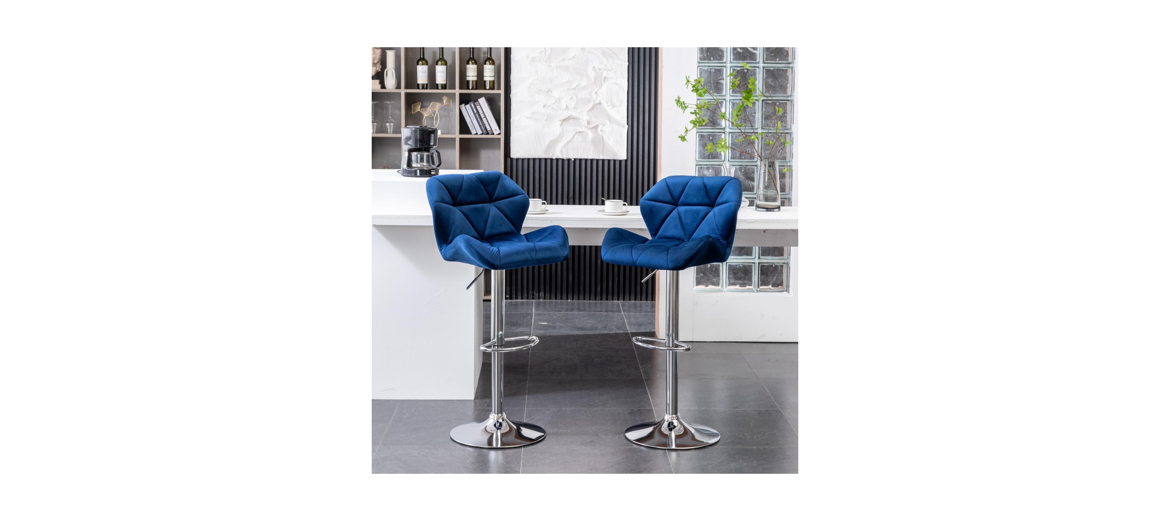 Streamdale Furniture Breni Velvet Diamond Tufted Swivel Adjustable Height Barstool